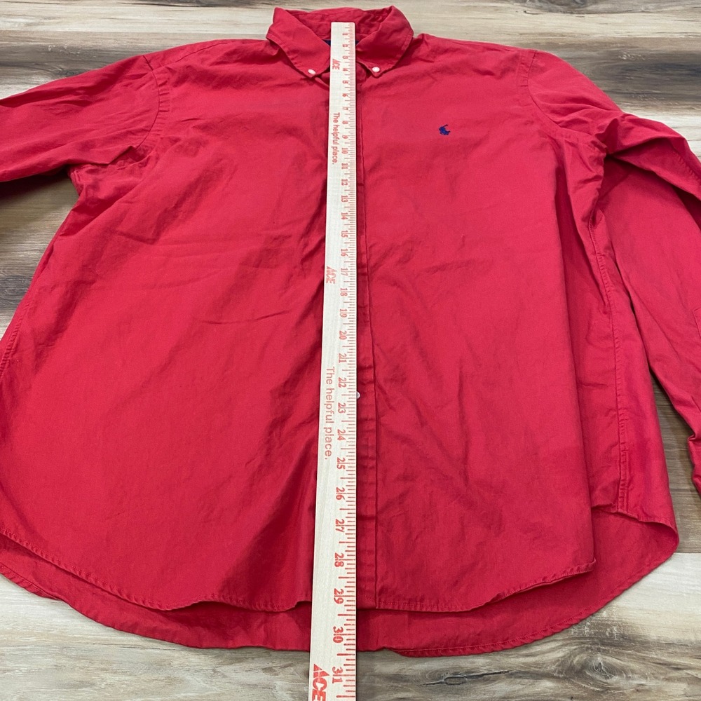 Ralph Lauren Button Down Shirt Size L Red Cotton Poplin Classic Fit Pony Logo - Picture 4 of 6
